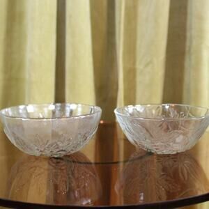 Two Glass Flower Bowls Rose and Daisy